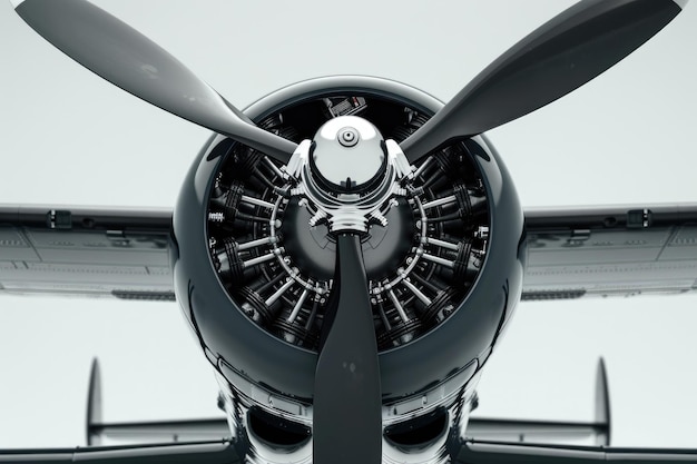 Flying military fighter plane propeller engine black and white history