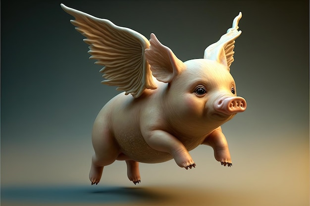 Flying pig cute with clouds background Made by AIArtificial intelligence