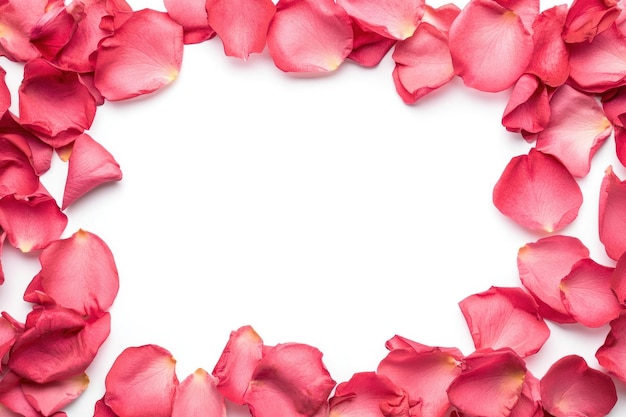 Photo flying rose petals frame background flower arrangement