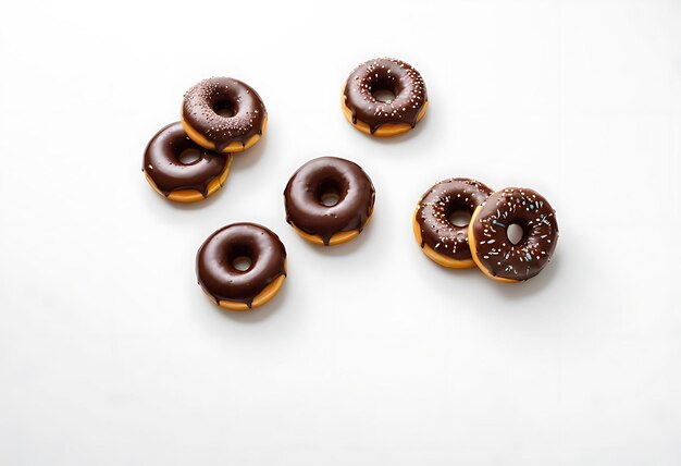 Flying three donuts isolated on a transparent White background