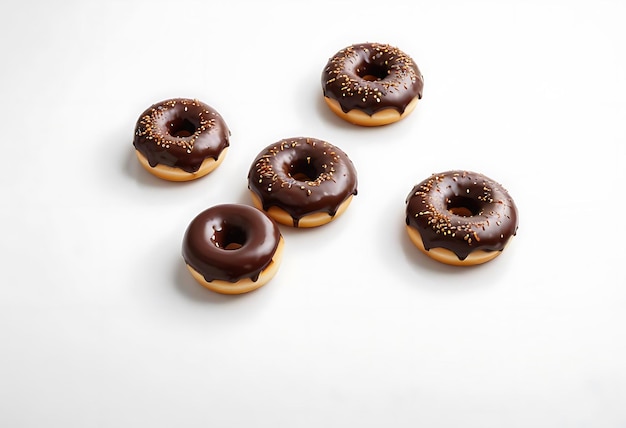 Flying three donuts isolated on a transparent White background