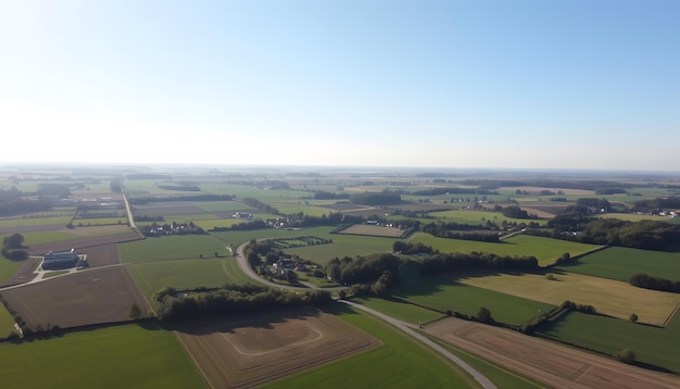 Photo flyover aerial footage of nagold area landscape rural fields and farms fertile green swabian