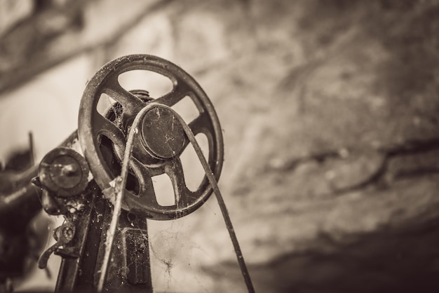 Flywheel of an old retro sewing machine