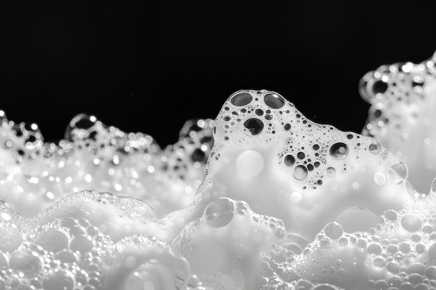 Foam bubbles in abstract form isolated on black background