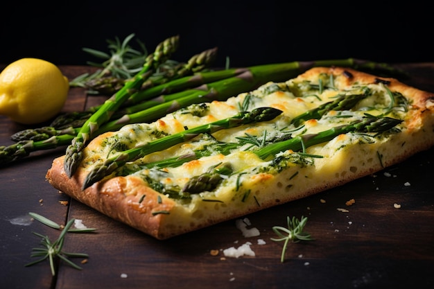 Photo focaccia with asparagus and lemon yummy fast food focaccia food image photography