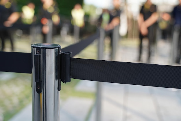 Photo focus barricade stainless pole and black tape