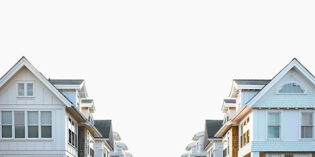 Focus a Cape Cod architecture Style On the left side On the right side free space with eggshell whit