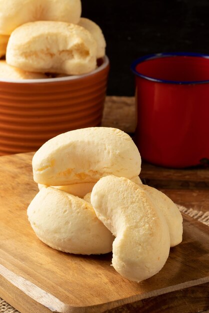 Focus on cheese bread on cutting board