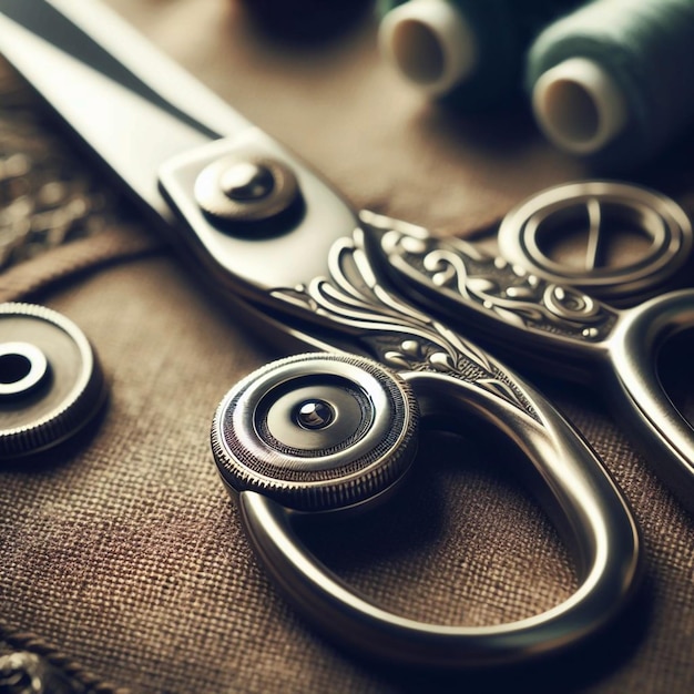 Focus on creating contrast between the shiny surface of the scissors and the matte texture