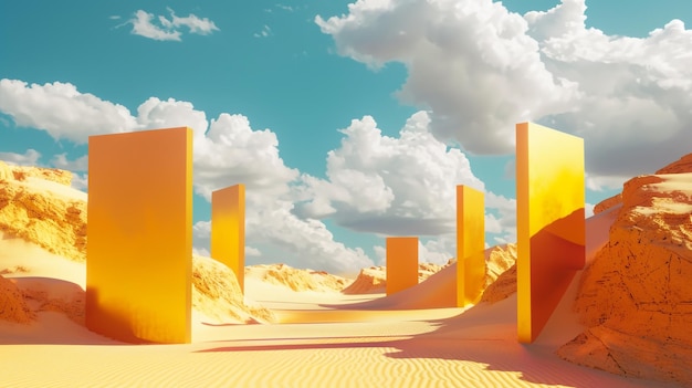 Focus on desert with yellow structure