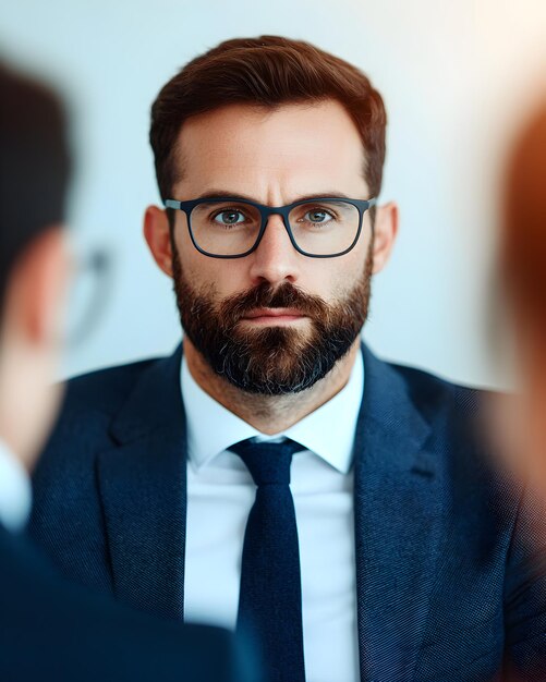 Focused businessman in a professional meeting setting