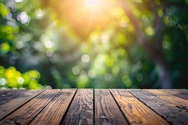 Focused central point of wood empty table genarated