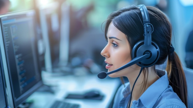 Focused Customer Service Representative Handling Inbound Calls