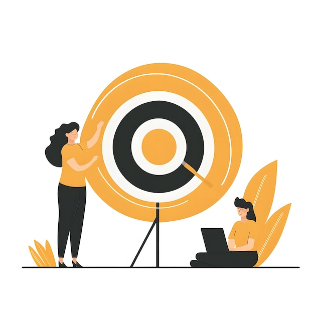 Photo focused on goal achievement with a large target symbol in the center