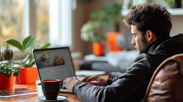 Focused Remote Work Setup with Natural Light