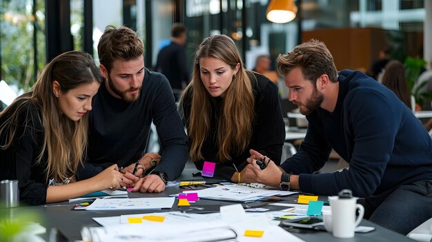 Focused Team Collaborating on Future Business Growth Strategies in Office