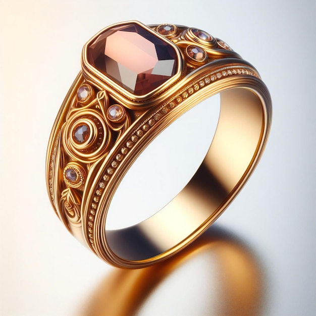 Focused view of gold ring isolated with white backgroundb