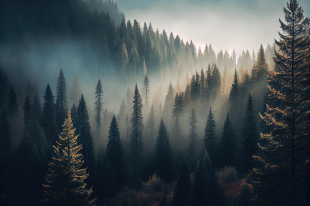 Fog over the forest Generative AI