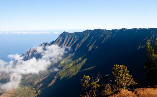 Fog forms on Kalalau valley Kauai