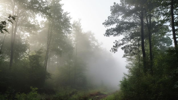 Fog in the forrest and sky