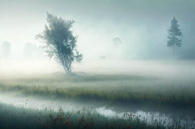 Fog on the meadow