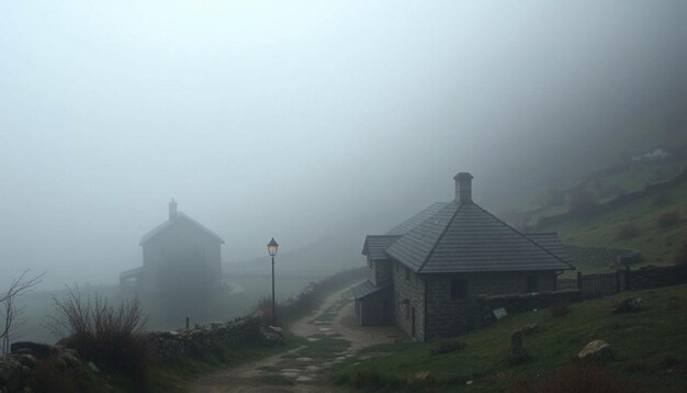 Photo fog in village