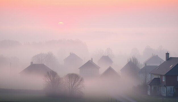 Photo fog in village