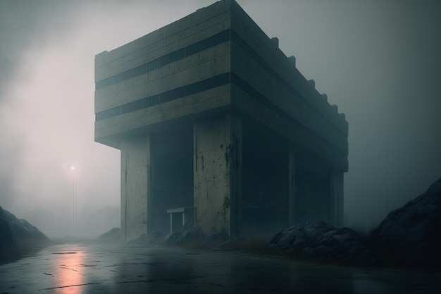 Foggy concrete apocalyptic world cinematic movie cold.