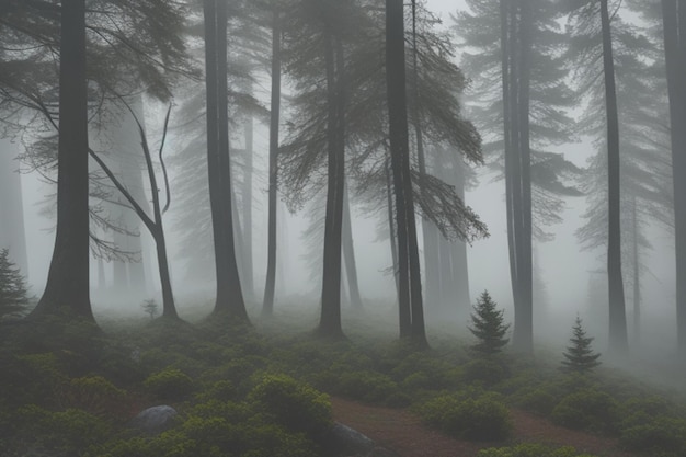 Photo foggy forest in the mountains