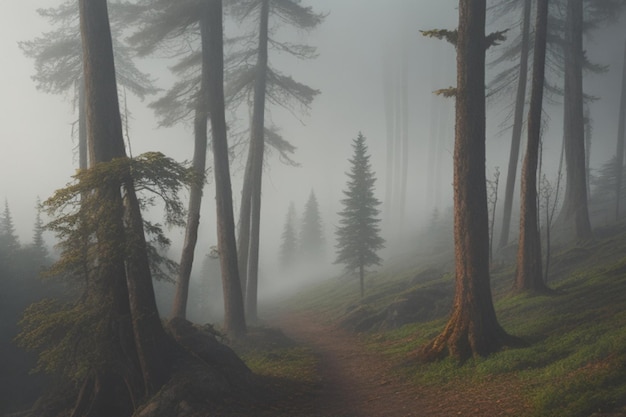 Photo foggy forest in the mountains