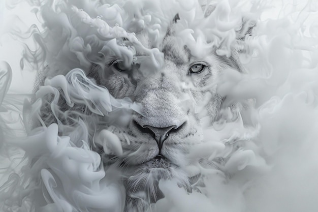 Foggy Lion Face A Cool and Foggy Monthly Event Generative AI