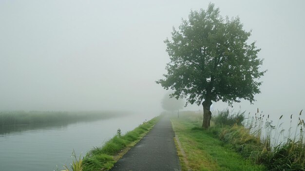 a foggy morning along the canal