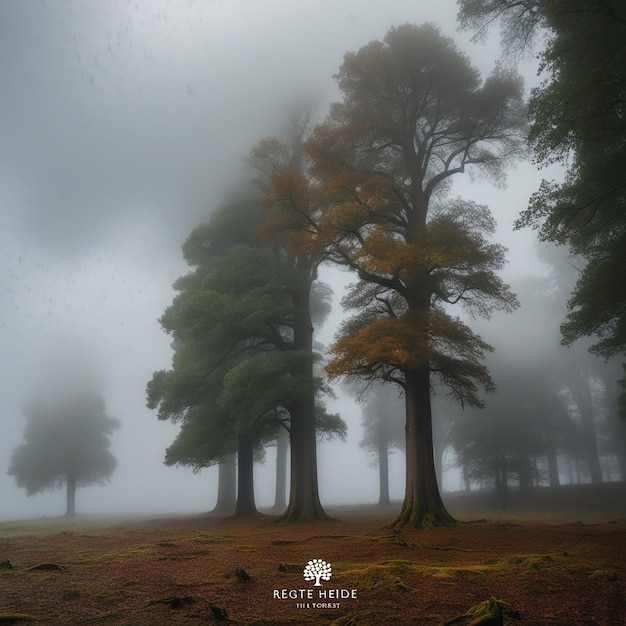 Photo foggy morning at the regte heide in the fores