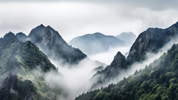 Foggy mountains in the mountains, italy