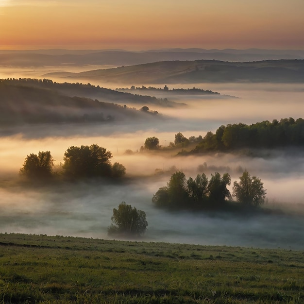 Foggy sunrise in northern Hungary