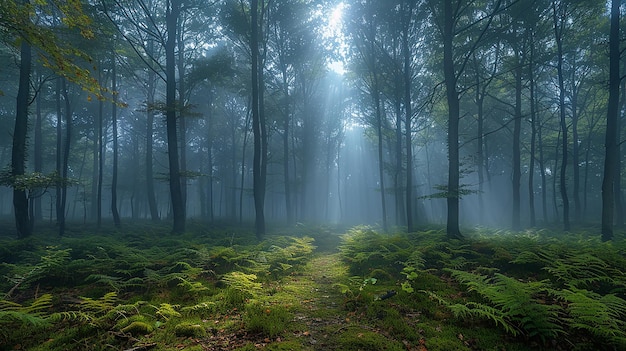 Foggy Woodland Serene Ambiance