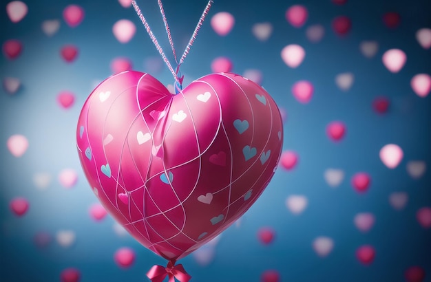 Foil air balloons set Heart balloon bunch Collection Party celebration compositions Valentines day decoration Generative AI