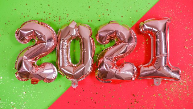 Foil balloons in the form of numbers 2021