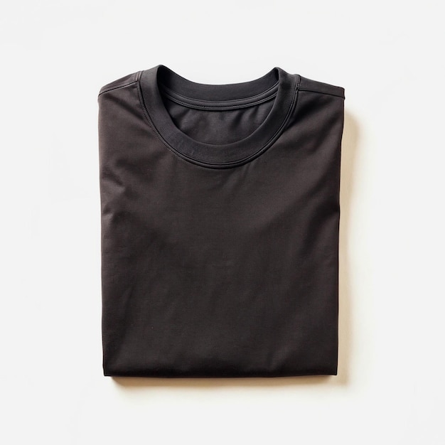 Folded Black cotton blank tshirt laid flat on a dark black background for mockup tshirt mockup