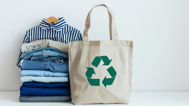 The folded clothes with eco bag