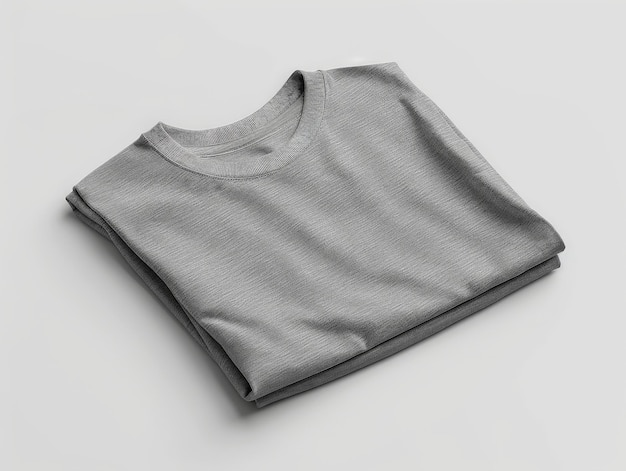 Photo folded gray tshirt mockup on a white background