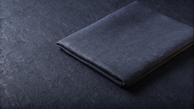 Photo folded grey fabric on a dark textured background