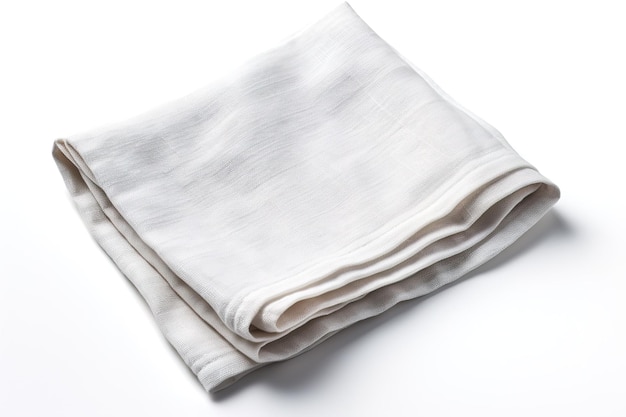 A Folded White Linen Napkin Ready for the Table on a Clear PNG or White Background