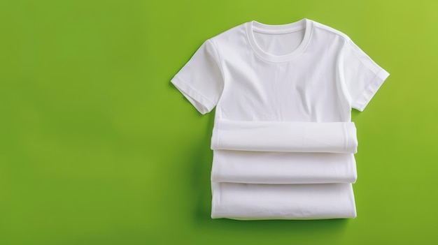 Folded White TShirt on Green Background