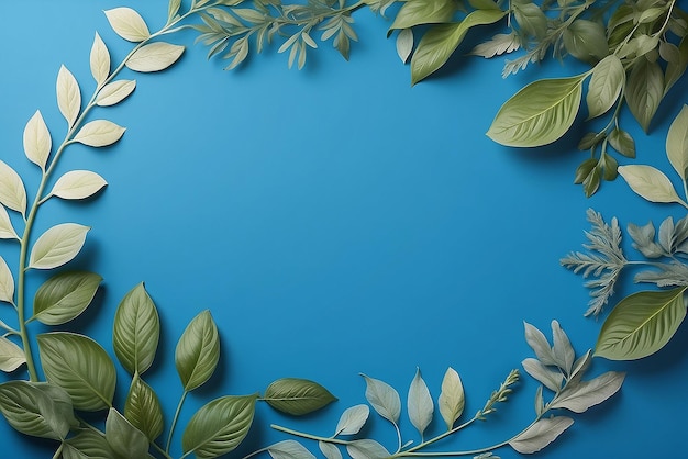 foliage on a blue background place for text