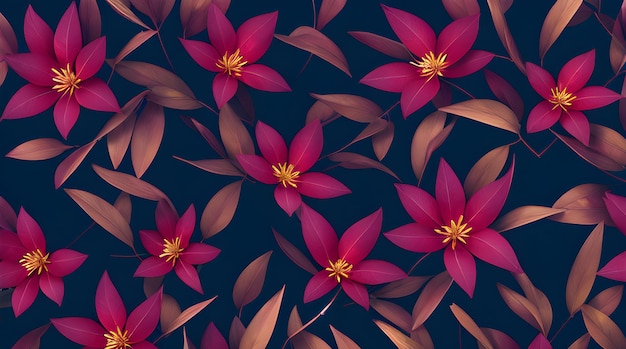 Foliage Leaves Background Botanical Flowers with copy space Exotic Leaves in Warm Summery Colors