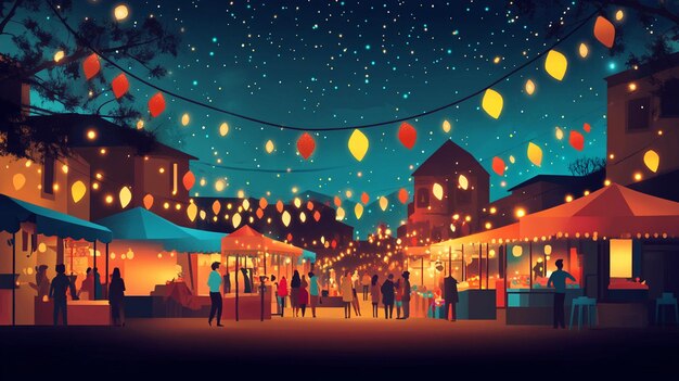 Photo folk celebration and night market vector background