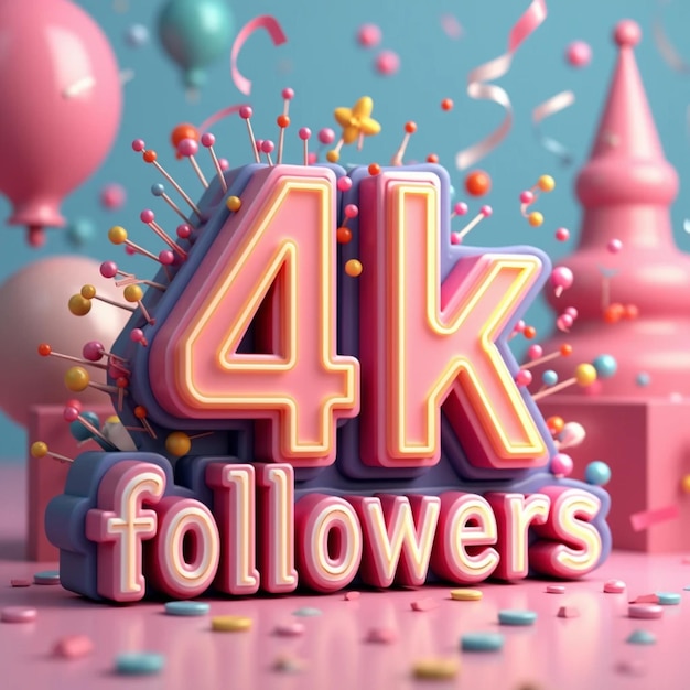 Followers 4000 thanks banner First 4K follower congratulation card with Celebrating Background