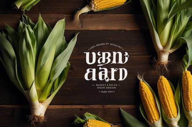 Font design for word organic farmland with sweet corn