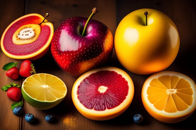 Food background Fruit pattern Tasty food illustration generated Ai